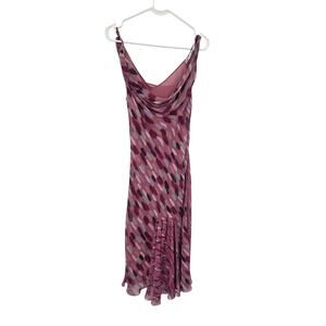 MOSCHINO CHEAP AND CHIC SZ 8 Y2K SILK ABSTRACT DRAPPED SLEEVELESS MIDI DRESS